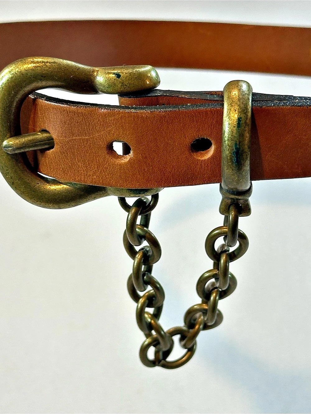 County Seat Genuine Leather Brown Chain Belt Size L